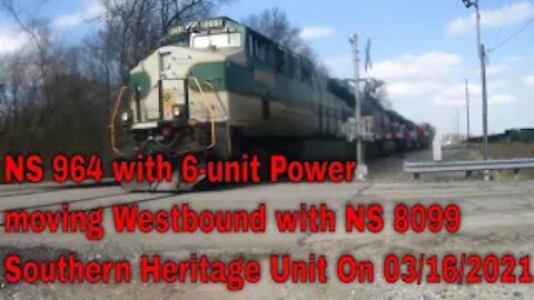 NS 964 with 6-unit Power moving Westbound with NS 8099 03/16/2021