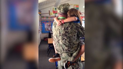 Soldier Surprises Daughter At School