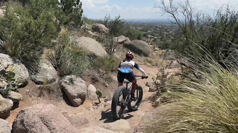 Extreme fat tire biking in foothills of New Mexico