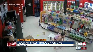 Woman falls through store roof