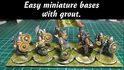 Basing miniatures with grout.