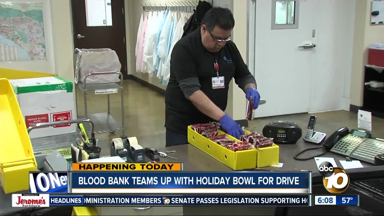 Blood bank teams up with Holiday Bowl for drive