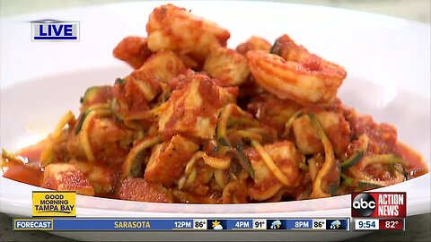 Bavaro's spiralizes zucchini looks similar to spaghetti