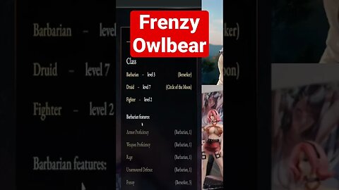 Frenzy Owlbear Build The Strongest Triple Multiclass !? #baldursgate3 #rpg #gaming #shorts #games