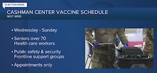 Cashman Center vaccine schedule released