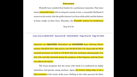 Illinois Assault Weapon Ban: Judicial [TEMPORARY] ruling today.