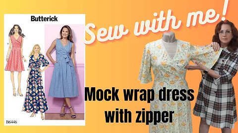 Sewing Butterick 6446 Mock Wrap Dress with Zipper and alterations.