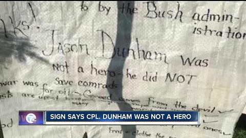 Outrage over "No Hero" signs in Scio