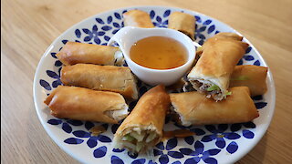 Thai spring rolls with sweet plum sauce