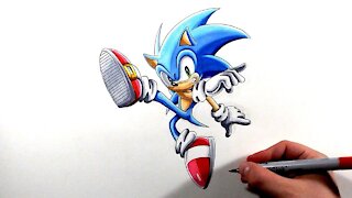 Drawing Sonic Smash Bros ultimate Pose