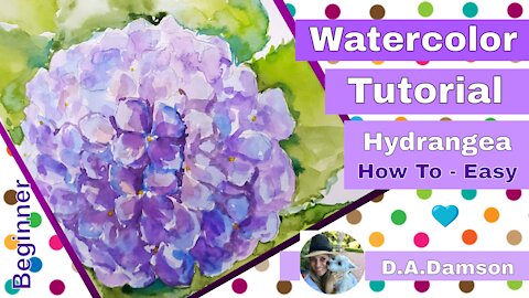 Watercolor Painting for Beginners Easy- HOW TO PAINT HYDRANGEA WATERCOLOR TUTORIAL