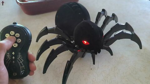 DEERC Robot Spider, Remote Control Spider with Spray and Lights, Black Widow Toy for Kids