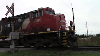 149 Westbound Intermodal Stack Train In Ontario CN 3098 & CN 2925 Locomotives