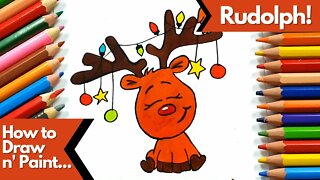 How to draw and paint Rudolph Reindeer