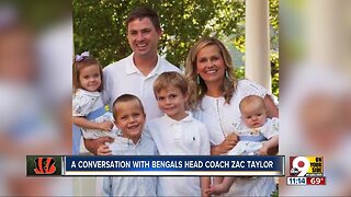 Bengals coach Zac Taylor talks family and football with WCPO Anchor Tanya O'Rourke