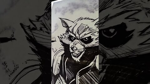 Inking ROCKET RACCOON 11x17! #inking #comics #comicbook #rocketraccoon #drawing #marvelcomics