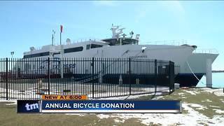 Hundreds come out to donate bicycles at Lake Express Ferry