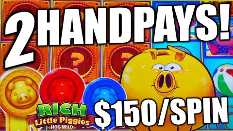 $150/BETS + 2 JACKPOT HANDPAYS on RICH LITTLE PIGGIES High Limit Slot Play