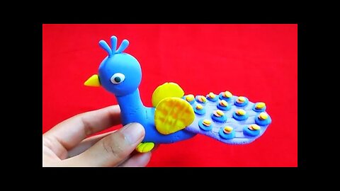how to make peacock/polymer clay tutorial/kids toys videos/peacock craft ideas/animals craft