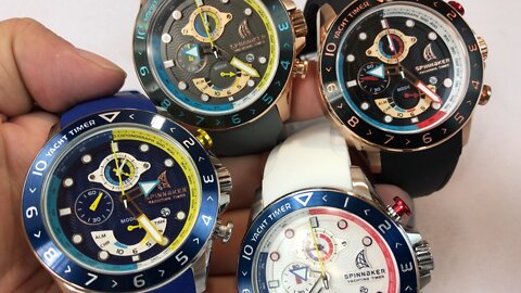 Comparison of the different color schemes of the Spinnaker Amalfi collection watches