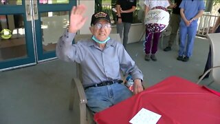 100th birthday drive by for WWII Navy Veteran