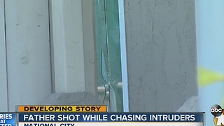 Father shot while chasing intruders