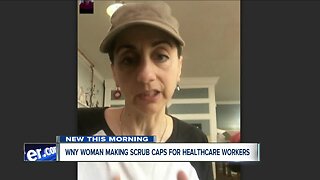 Western New York woman making scrub caps for healthcare workers