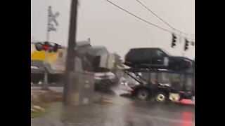 Train Smashes Into Truck During Florida Storm