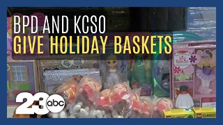 Bakersfield Police Department and Kern County Sheriff's Officer team to donate Christmas baskets