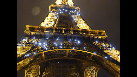 Eiffel Tower Lights at Nighttime