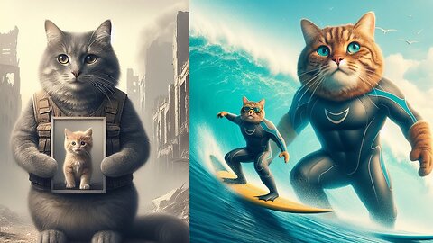 Cat meets Tsunami #cat #ai #cartoon #cataitu || cat video #aicat7 #trending #cartoon