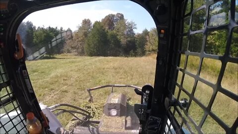 Remember the smell of green grass? Bush Hogging Mile long driveway & Illinois farm, Bobcat T650 CTL