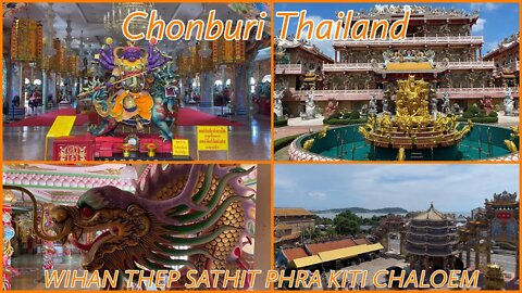 Wihan Thep Sathit Phra Kiti Chaloem - Amazing Chinese Temple with Ocean View - Chonburi Thailand