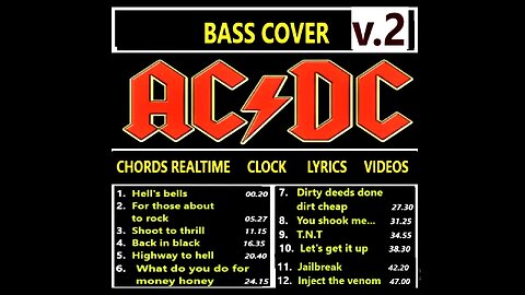 Bass cover AC/DC _ Chords real-time, Lyrics, Videos, Counters