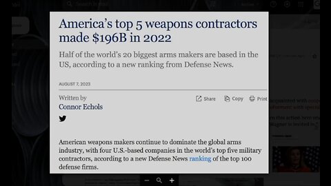 War, What Is It Good For? -- Top 5 Military Contractors Reaped $196 BILLION In 2022