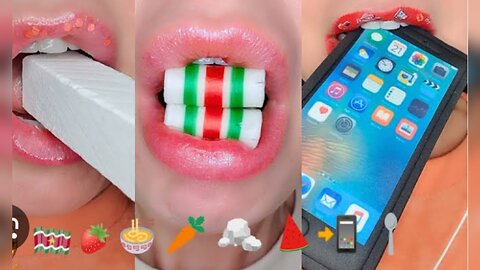 8 Minutes For Sleep Relax Satisfying ASMR Eating Emoji Food Challenge Mukbang