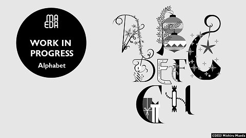 Time lapse of Christmas-themed typeface design in B/W version