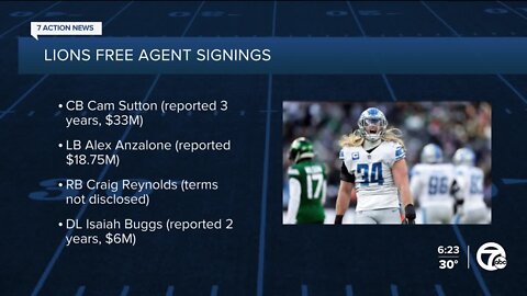 Lions re-sign Anzalone, Reynolds, Buggs, reportedly signing Cam Sutton