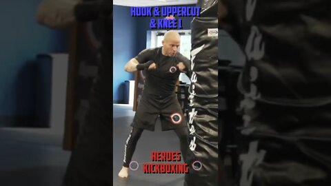 Heroes Training Center | Kickboxing & MMA "How To Double Up" Hook & Uppercut & Knee 1 - Back #Shorts