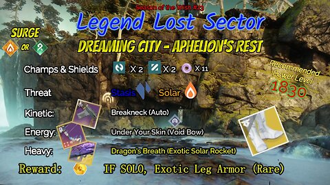 Destiny 2 Legend Lost Sector: Dreaming City - Aphelion's Rest on my Solar Hunter 12-31-23