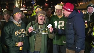 Green Bay Packers fans gather outside Lambeau Field