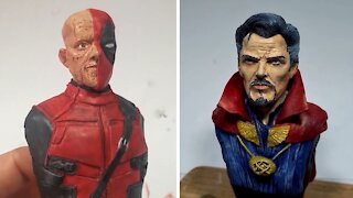 Artist sculpts Deadpool & Dr. Strange out of clay