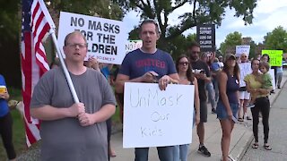 Dozens gather outside Oakland County Health Department to protest school mask mandate