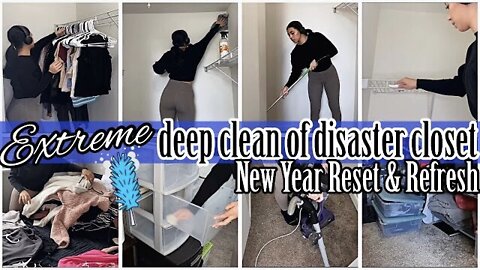 *NEW* EXTREME DEEPEST CLEAN OF DISASTER BEDROOM CLOSET 2022 | 💙NEW YEAR RESET & REFRESH | ez tingz