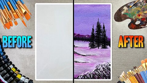 Winter Landscape | Acrylic Painting | Tutorial for Beginners