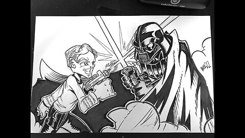 Friday Live Drawing Stream! INKING in Captain Kirk vs Darth Vader image