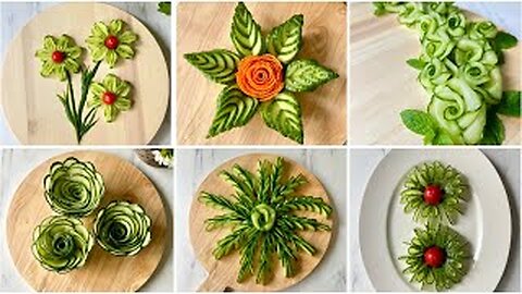 How to make cucumber 🥒 Flower's, Carving Garnish