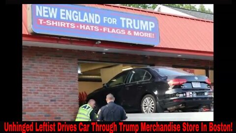 Unhinged Leftist Drives Car Through Trump Merchandise Store June 17th 2022!