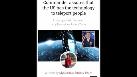 Lt General States That The United States Has Technology To Teleport People Paranormal News