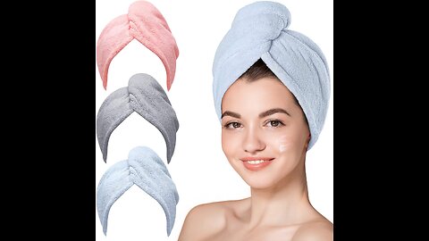 Hicober Microfiber Hair Towel, 3 Packs Hair Turbans for Wet Hair